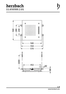 LIVING SPA Deckeneinbau-Regenbrause 500x500mm Regen/Spray/Schwall poliert – Bild 2