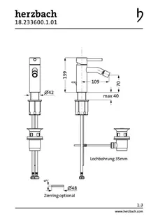 DEEP Bidet-Einlochbatterie mit Ablauf Chrom – Bild 2