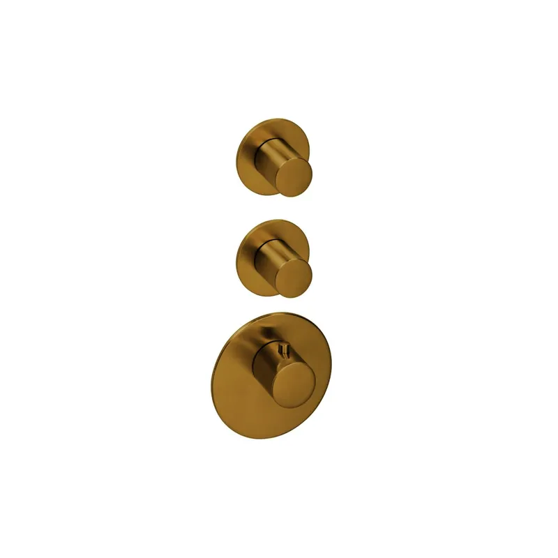 LOGIC XL 2 Thermostat-Farbset 3 Blenden/Griffe rund Brass Steel