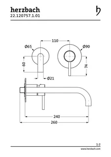 NANO Waschtisch-Wandbatterie Farbset 240mm 2 Blenden Chrom – Bild 2