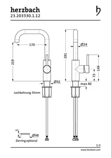 DEEP BLACK Waschtisch-Einlochbatterie L-Size Griff seitl. ohne Ablauf Schwarz matt – Bild 2