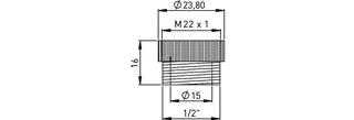 ASW Übergangstück Messing vc AG 1/2" / IG M 22 x 1 – Bild 2