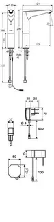 SCHELL Waschtisch-Arm. XERIS E HD-K, Elektron. Kaltwasser, UP-Netzteil, large, chrom – Bild 2