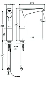 SCHELL Waschtisch-Arm. XERIS E HD-K, Elektron. Kaltwasser, ohne Stromv., large , chrom – Bild 3