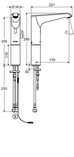 SCHELL Waschtisch-Arm. XERIS E HD-M,Elektron. Mischwasser, ohne Stromv., large, chrom – Bild 2