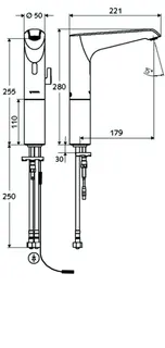 SCHELL Waschtisch-Arm. XERIS E HD-M,Elektron. Mischwasser, ohne Stromv., large, chrom – Bild 3