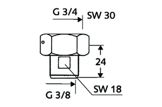 SCHELL Wasserzähler-Verschraubung Plombiervorr., 3/8" Abgang, 3/4"IG,chrom – Bild 2