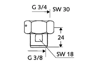 SCHELL Wasserzähler-Verschraubung Plombiervorr., 3/8" Abgang, 3/4"IG,chrom – Bild 3