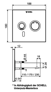 SCHELL UP-Waschtisch-Arm. LINUS W-E-M, IR Mischw., UP-Netzteil, 170 Ausl., chr – Bild 2