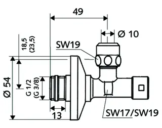 SCHELL Eckventil, regulierbar gesicherte Betätigung, KIWA, 3/8", chrom – Bild 4