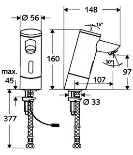 SCHELL Waschtisch-Arm. PURIS E HD-K, Elektron. Kaltwasser, ohne Stromversorgung, chrom – Bild 2