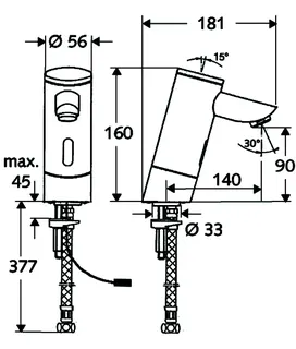 SCHELL Waschtisch-Arm. PURIS E HD-K, Elektron. Kaltwasser, ohne Stromv.,140 Ausl.,chrom – Bild 2