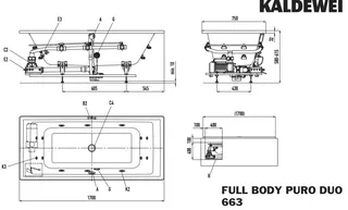 Kaldewei Badewanne PURO DUO Mod.663 FULL BODY,1700x 750mm,alpinweiß,rechts,alpwe – Bild 4