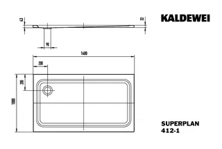 Kaldewei Duschwanne SUPERPLAN CLASSIC Mod.412-1,1000x 1400mm,pergamon – Bild 3