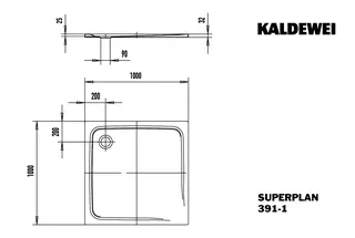 Kaldewei Duschwanne SUPERPLAN CLASSIC Mod.391-1,1000x 1000mm,pergamon – Bild 3