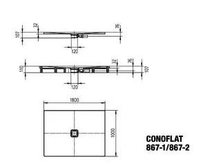 Kaldewei Duschwanne CONOFLAT Mod.867-1,1000x1800mm, alpinweiß,Secure Plus – Bild 4