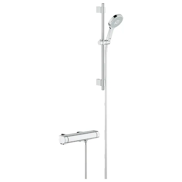 Dusche-Set: Grohe Grohtherm 2000 Aufputz - mit Thermostat und Power & Soul Brauseset 60 cm
