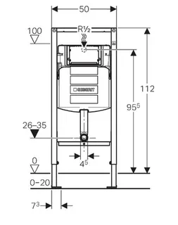 Geberit Duofix Element für Stand-WC, 112 cm, mit Sigma UP-Spülkasten 12 cm, Kinder-Stand-WC, für Betätigung von vorne – Bild 3