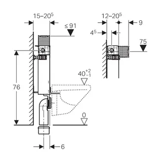 Geberit Kombifix Element für Wand-WC, 82 cm, mit Omega UP-Spülkasten 12 cm, für Betätigung von oben oder von vorne – Bild 3
