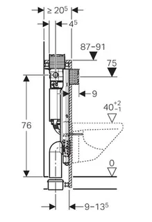 Geberit GIS Element für Wand-WC, 87 cm, mit Omega UP-Spülkasten 12 cm, für Betätigung von oben oder von vorne – Bild 3
