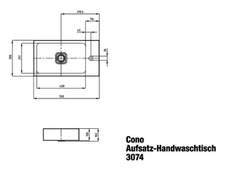 Kaldewei WB CONO AUFSATZ-HANDWASCHTISCH Mod. 3074,550x300mm,schw,PEFF,AD,m. 1HL,oÜL – Bild 4