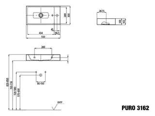 Kaldewei WB PURO WAND-HANDWASCHTISCH Mod.3162, 550x300mm,pergamon,links,PEFF,AD,oÜL – Bild 3