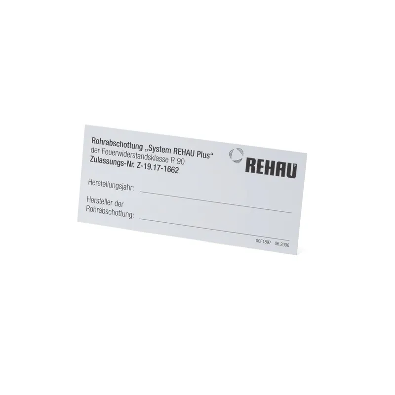 RAUPIANO PLUS Schild REHAU Winkelbrandmanschette