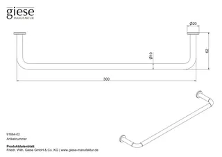 Giese Handtuchbügel starre Ausführung L: 310 mm