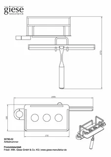 Giese Duschkorb mit Haken und Wischer zur nachträgl. Montage Brausest. rechts