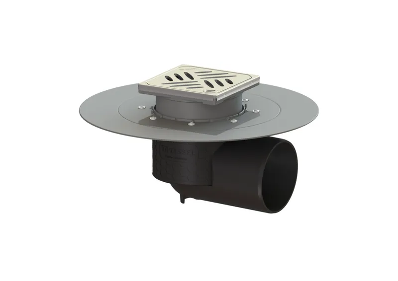 KESSEL-Bodenablauf Ecoguss Klebeflansch DN 100, seitlich, Designrost