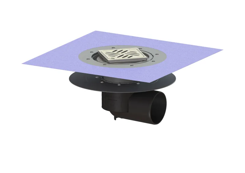 KESSEL-Bodenablauf Ecoguss Klebeflansch DN 100, seitl., Variofix, Designrost