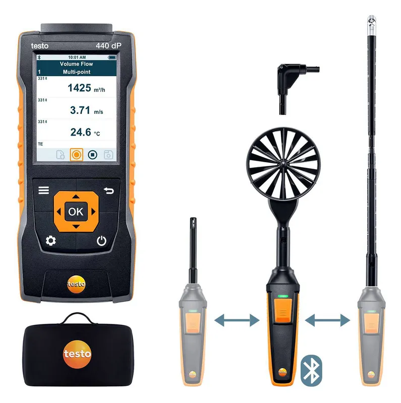 testo 440 delta P - Strömungs-Kombi-Set 2 mit Bluetooth®