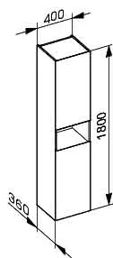 Keuco HS 2-trg. m.Abl.fach Stageline 32831 Anschl.li. m.Bel. 400x1800x360mm vulk. – Bild 2