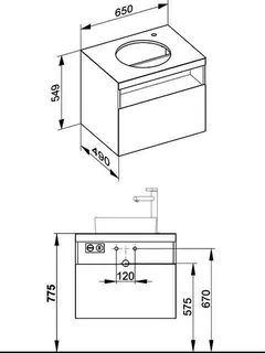 Keuco WUB m.Ausz. Stageline 32855 Hahnl.re. Sd./Bel. 650x550x490mm vulk. – Bild 2