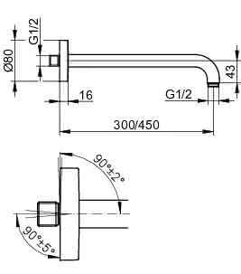 Keuco Brausearm Elegance 51688 Wandanschl. rd. 450mm sw – Bild 2