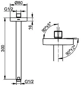 Keuco Brausearm Elegance 51689, Deckenanschluss, 300 mm, verchromt – Bild 2