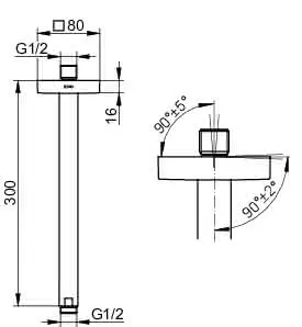 Keuco Brausearm E300 53089 Deckenanschl. eck. 300mm sw – Bild 2