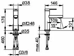 Keuco EHM-Waschtisch-Mischer 100 IXMO 59502 o.Zug.-Ablgrt. Flat, Rosette r/e sw – Bild 2