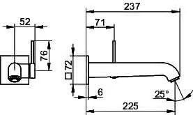 Keuco EHM-Waschtisch-Mischer UP IXMO 59516 Wandm./Ausf.eck. Ausl.225mm / Soft sw – Bild 2