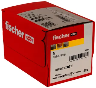 Nageldübel N 8x80/40 S (50) Fischer VE 50 – Bild 2