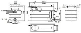 KSB Vorbehälter mit freiem Auslauf Vges 1500 l, Vnutz 800 l, 2 x R 2" – Bild 2