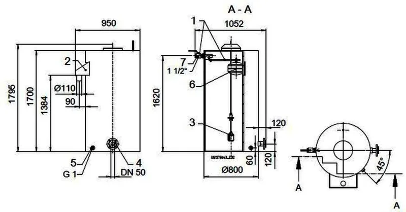 KSB Vorbehälter mit freiem Auslauf Vges 850 l, Vnutz 600 l, R 1 1/2"