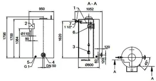 KSB Vorbehälter mit freiem Auslauf Vges 850 l, Vnutz 600 l, R 1 1/2"