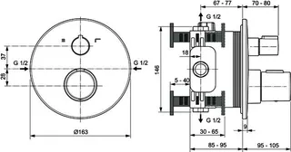Ideal Standard Badethermostat UP Ceratherm T100, BS2, DIN EN 1717, Chrom – Bild 3