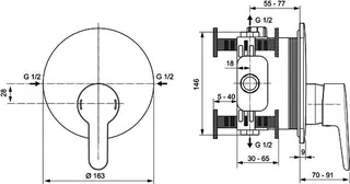 Ideal Standard Brausearmatur UP Ceraplus Bausatz 2 Rosette d:163mm Chrom – Bild 3