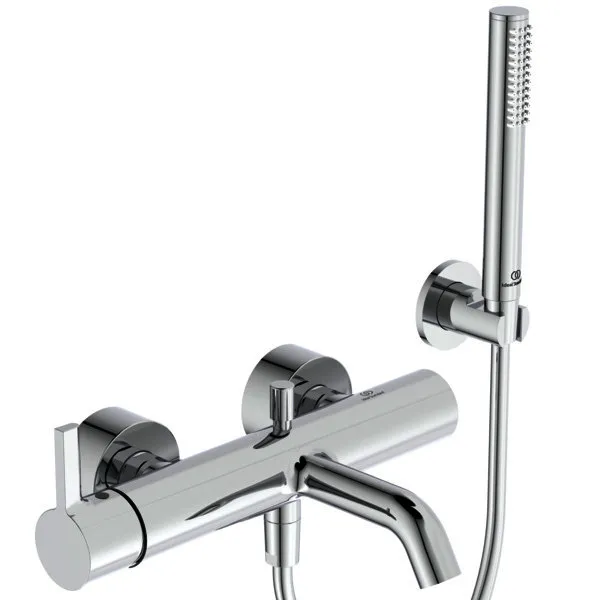 Ideal Standard Badearmatur AP JOY, m.Stab-HB, Brauseschlauch u.Wandhalter, Chrom