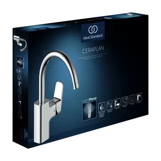 Ideal Standard Küchenarmatur Ceraplan Ausld.200mm m.h.Rohrauslauf Niederdruck Chrom – Bild 4