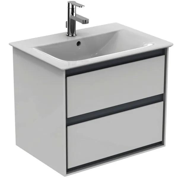 Ideal Standard MWT-Unterschrank Connect Air,2 Ausz., 600x440x517mm, Weiß gl.u. Hellgrau matt
