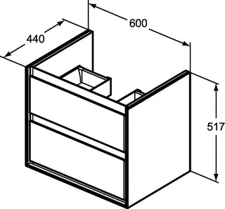 Ideal Standard MWT-Unterschrank Connect Air,2 Ausz., 600x440x517mm, Weiß gl.u.matt – Bild 4