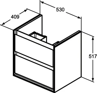 Ideal Standard Waschtisch-USchrank Connect Air Cube,2 Ausz., 530x409x517mm, Weiß gl.u.matt – Bild 3